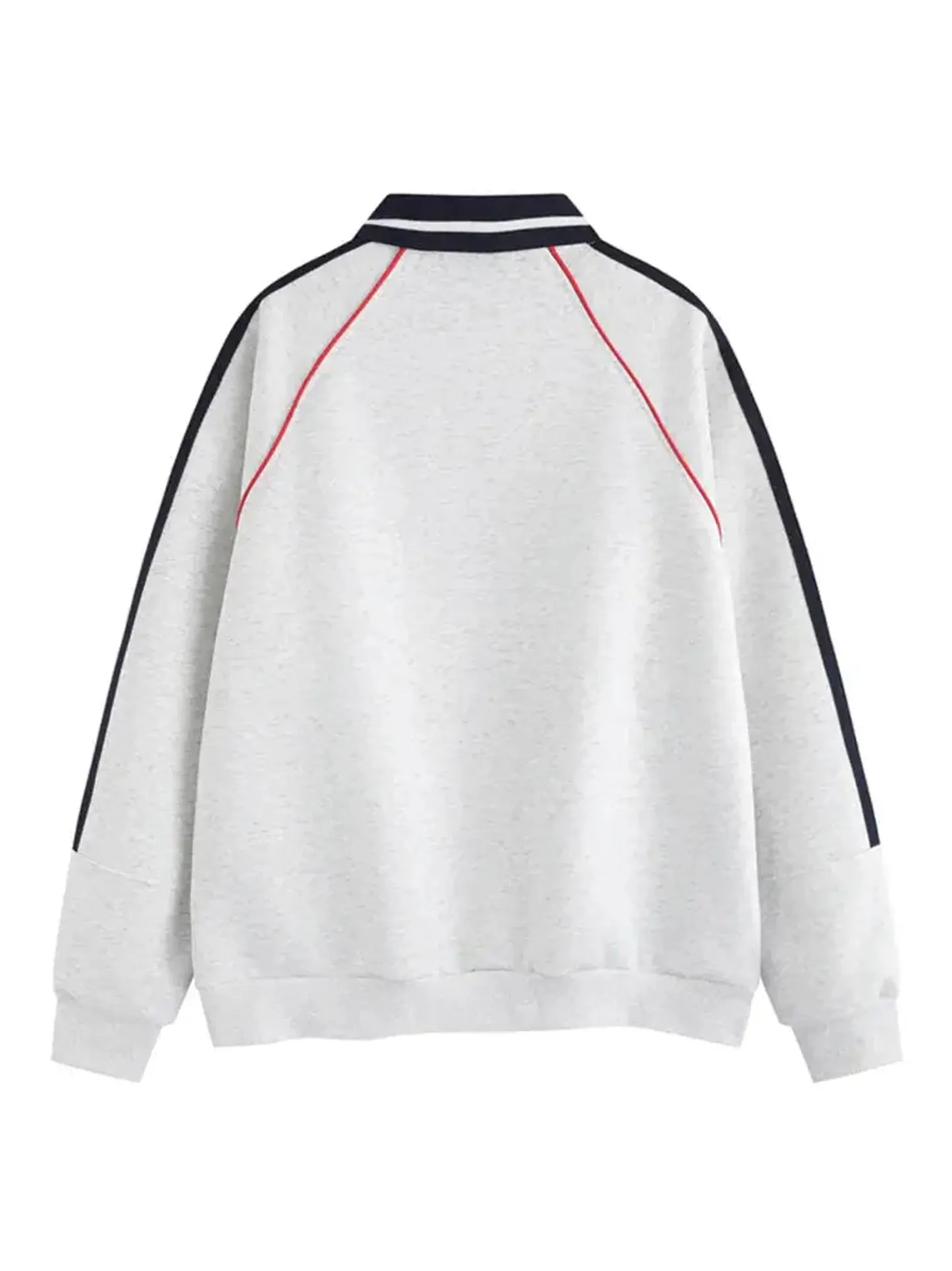 Contrasting Embroidered Letter Polo Neck Sports Hoodie