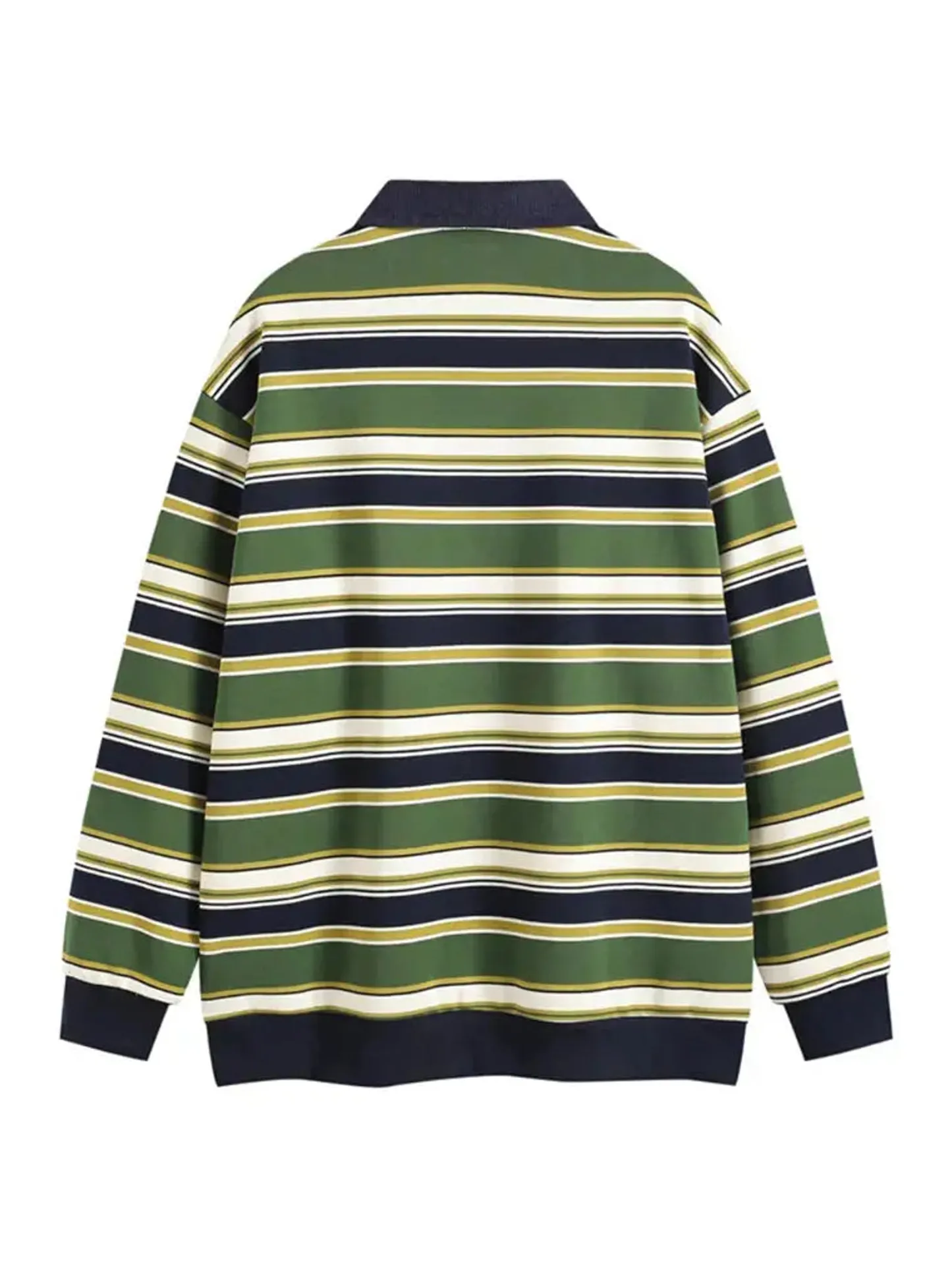 Retro Striped Polo Letter Printed Sweatshirt