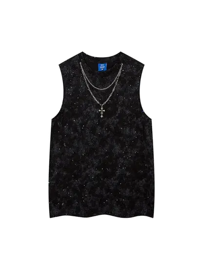 Sleeveless T-shirt with Cross Necklace