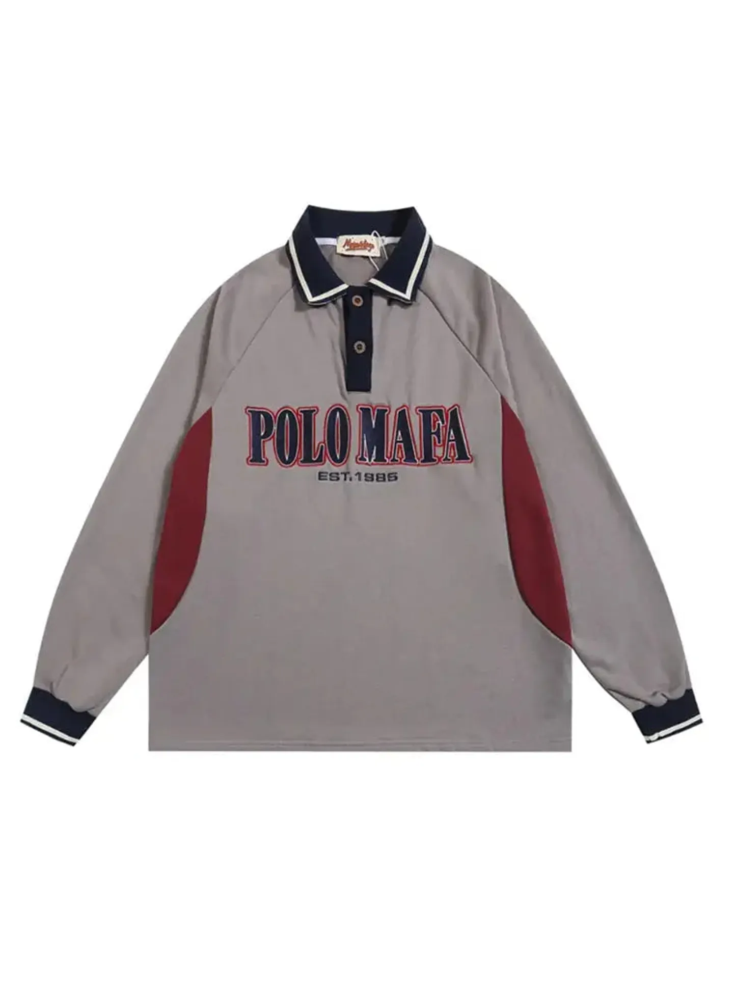 Embroidered Letter Polo Neck Sports Hoodie