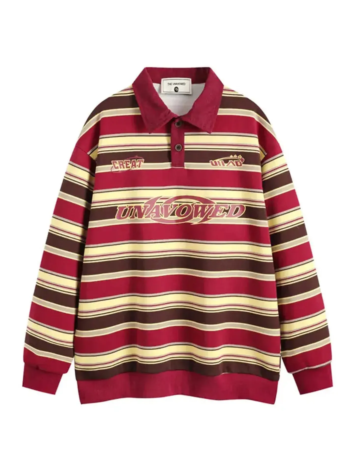 Retro Striped Polo Letter Printed Sweatshirt