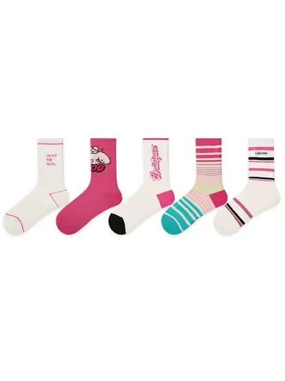 5 PCS Cool Girl Mid-tube Socks