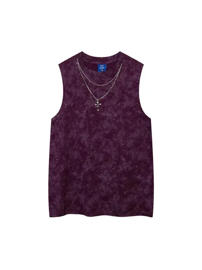 Sleeveless T-shirt with Cross Necklace