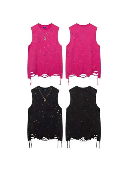 Sequin Ripped Vest Tees