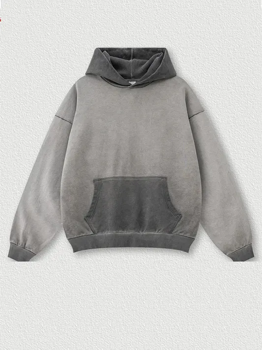 Wash Contrast Color Retro Gradient Casual Hoodie