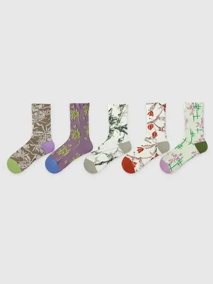 5 PCS Forest Mid-tube Socks