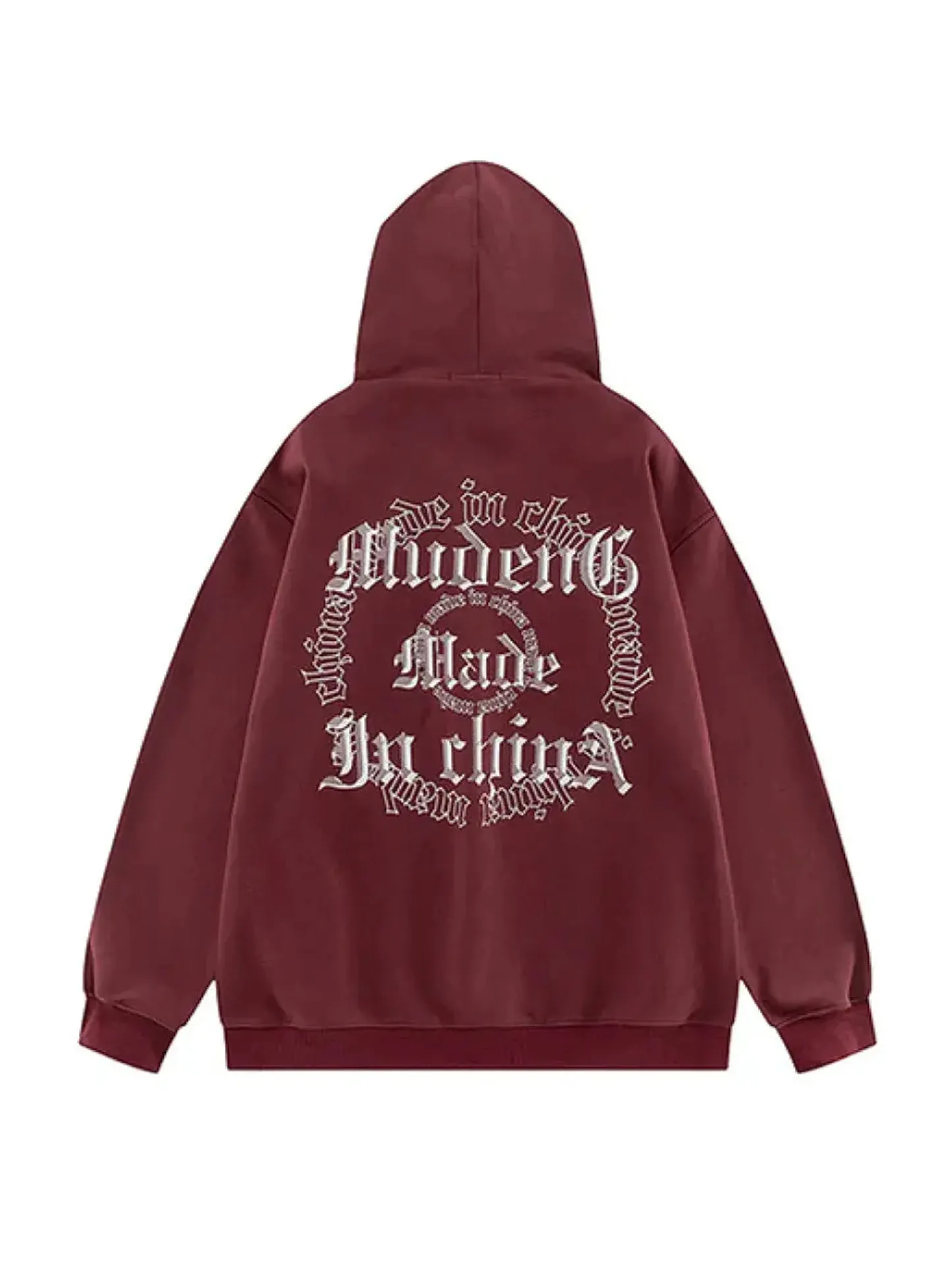 Gothic Letter Prints Zip Up Hoodie