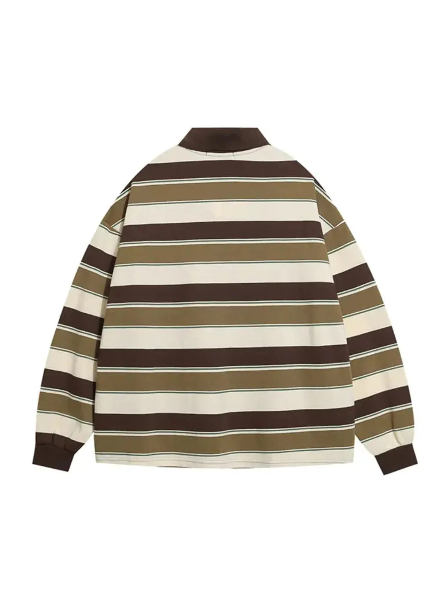 Embroidered Striped Polo Sweatshirt