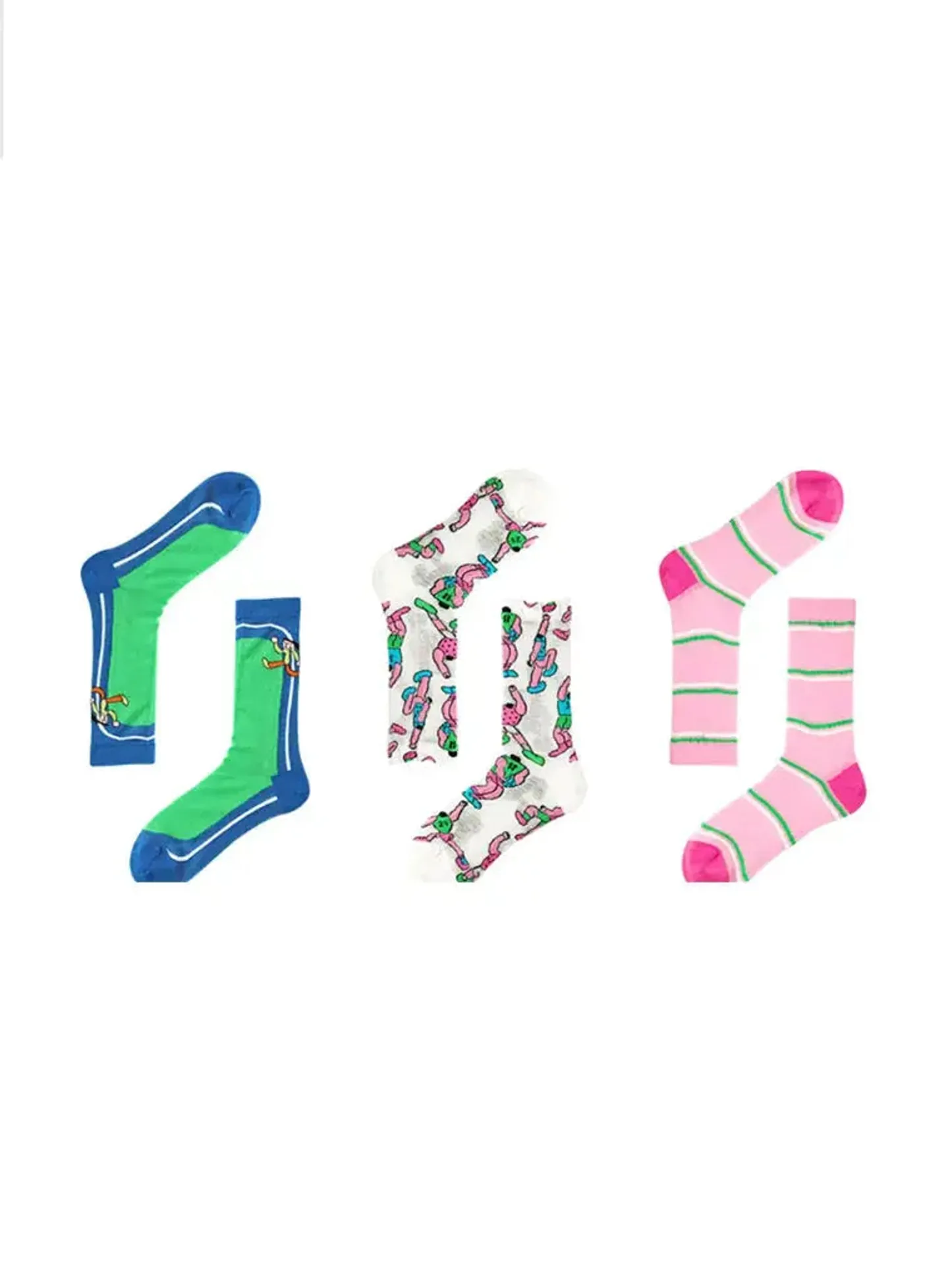 3PCS Color Matching Striped Mid-tube Socks