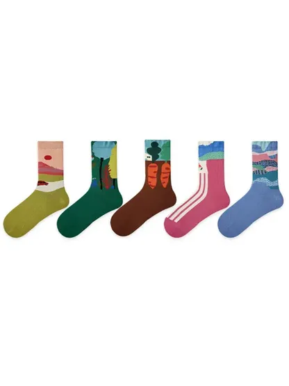 5 PCS Cool Girl Mid-tube Socks