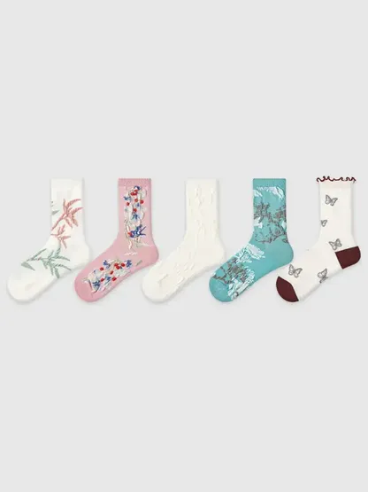 5 PCS Forest Mid-tube Socks