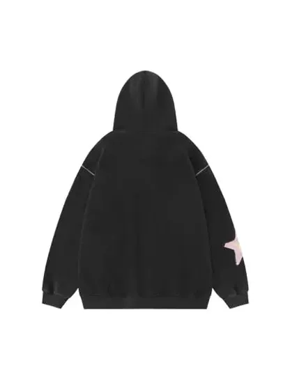 Removable Sleeves Star Zip-up Hoodie