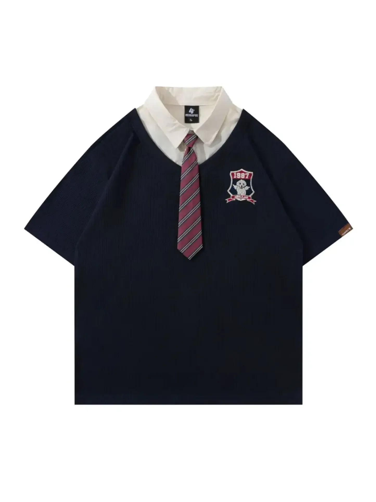 Y2K Polo Collar Tees with Tie