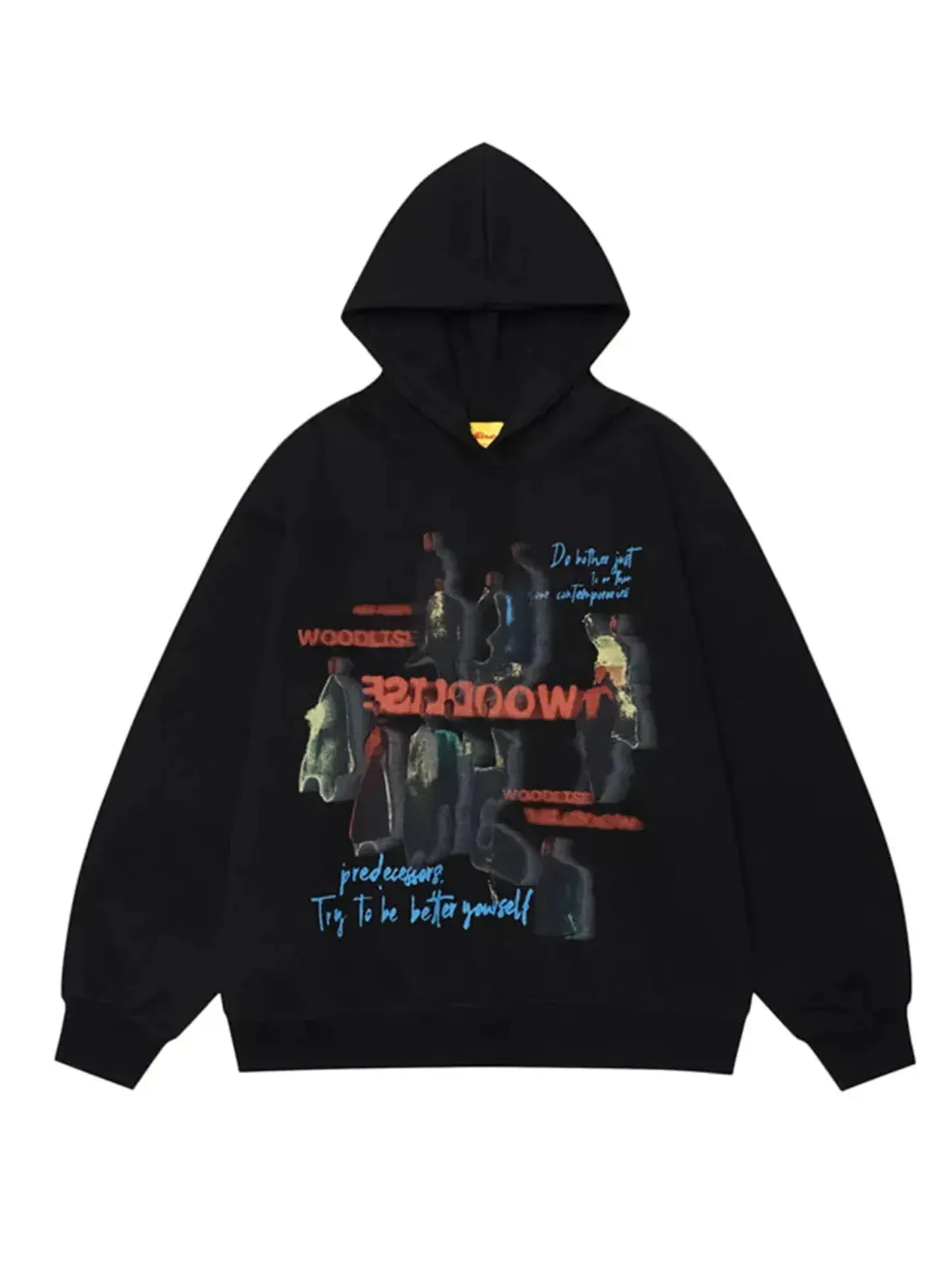 Blurred Portrait Pattern Printed Hoodie