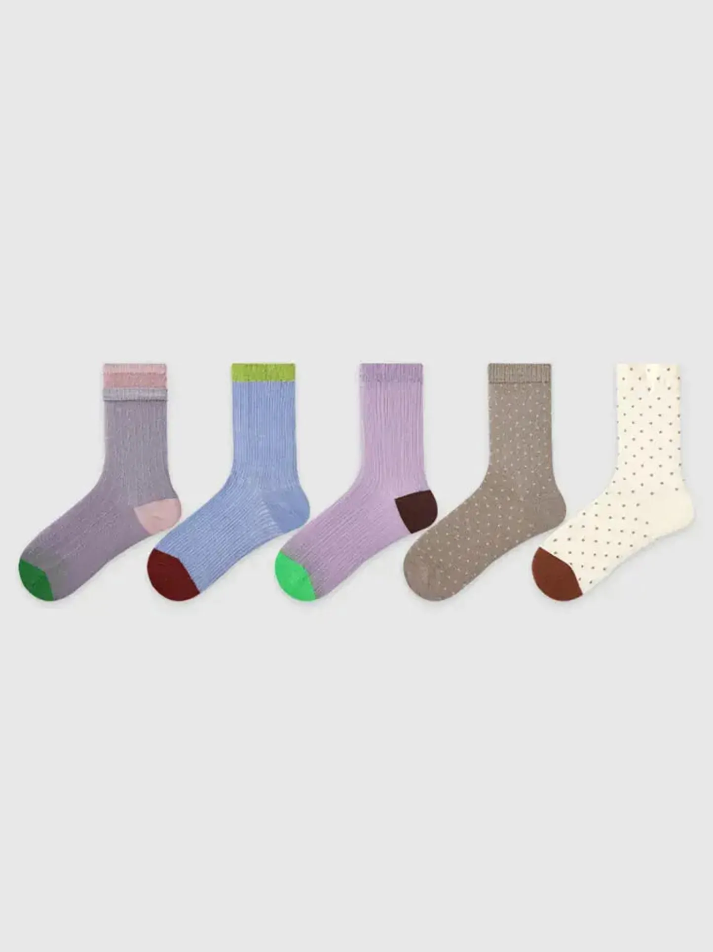 5PCS Colored Dotted Strip Socks