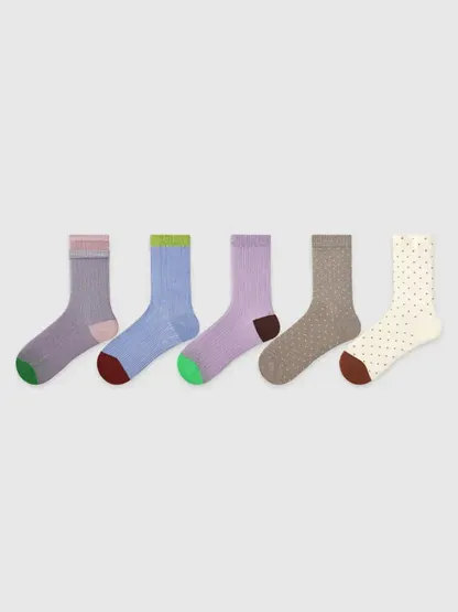 5 PCS Geometry Midtube Socks