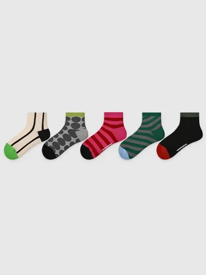 5PCS Colored Dotted Athletic Ankle Socks