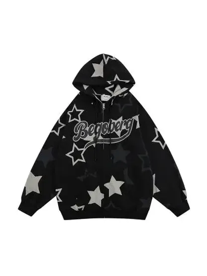 Vintage Star Graphic Zip-up Hoodie