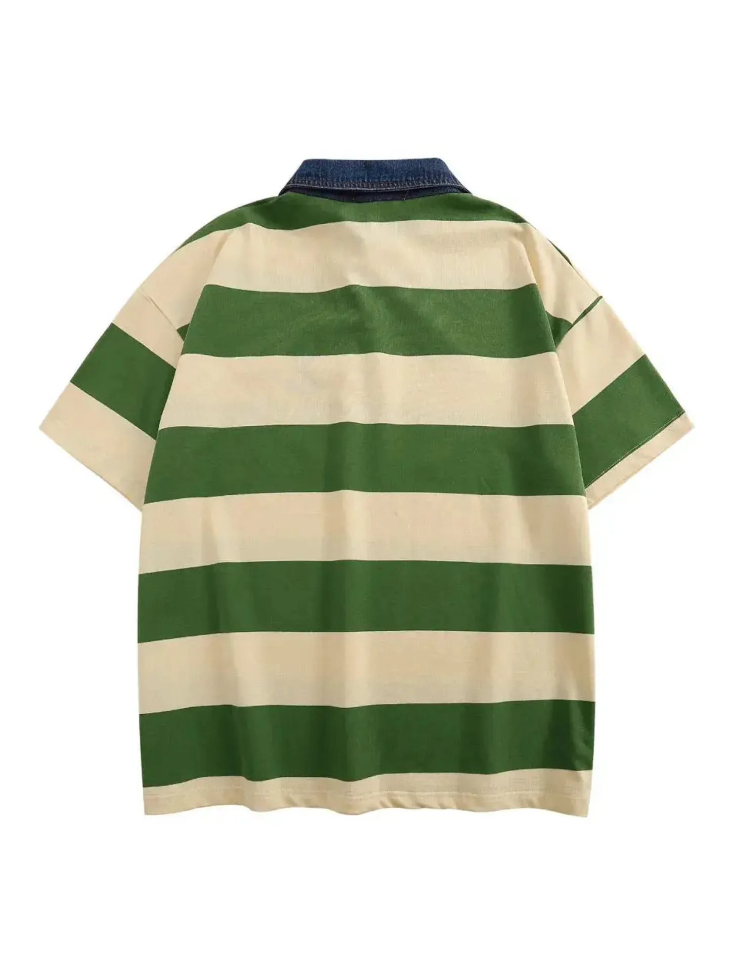 American Style Striped Button Polo Shirt