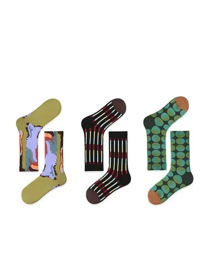 3 PCS Happy Planet Mid-tube Socks