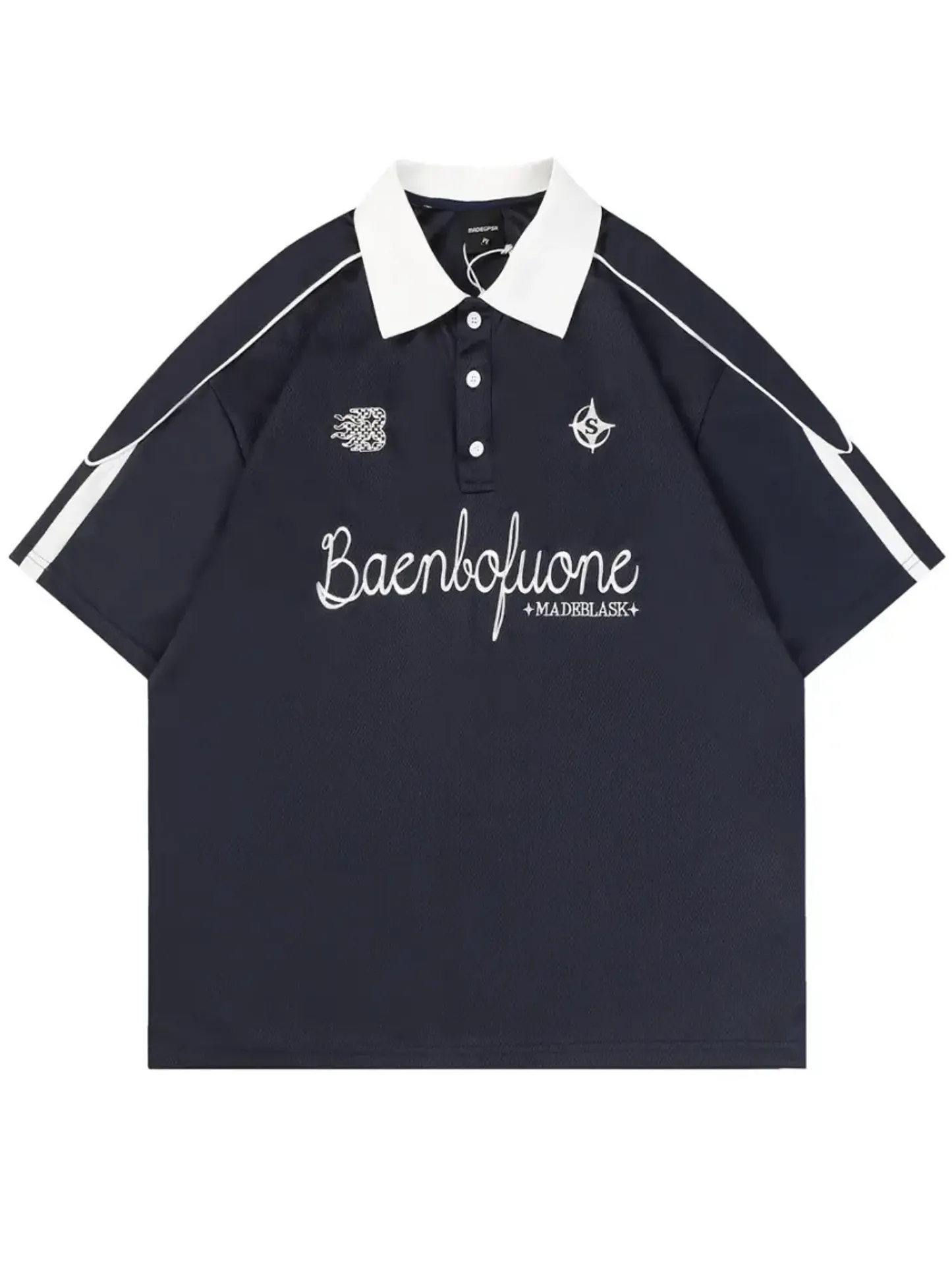 Letter Graphic Half Button Polo Shirt