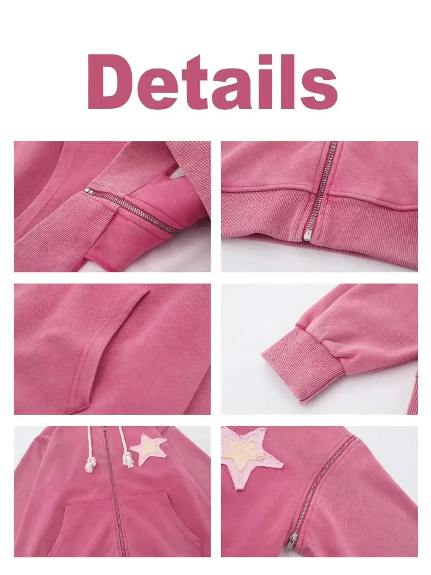 Removable Sleeves Star Zip-up Hoodie