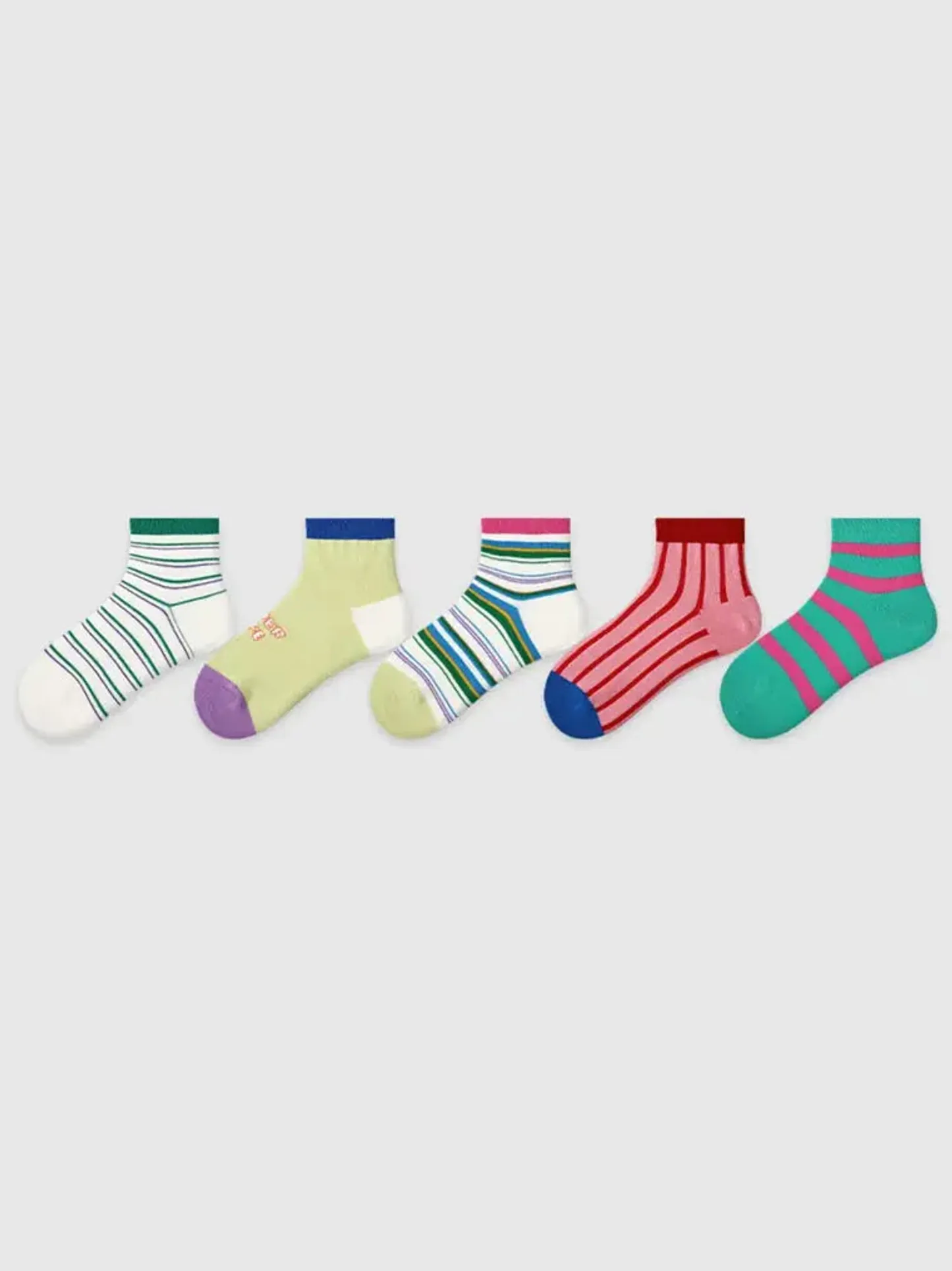 5PCS Colored Dotted Athletic Ankle Socks