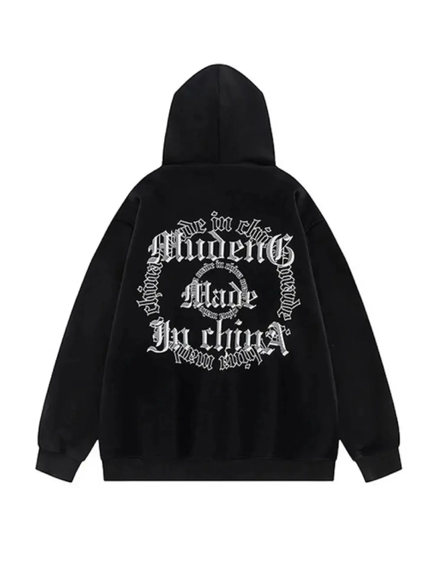 Gothic Letter Prints Zip Up Hoodie