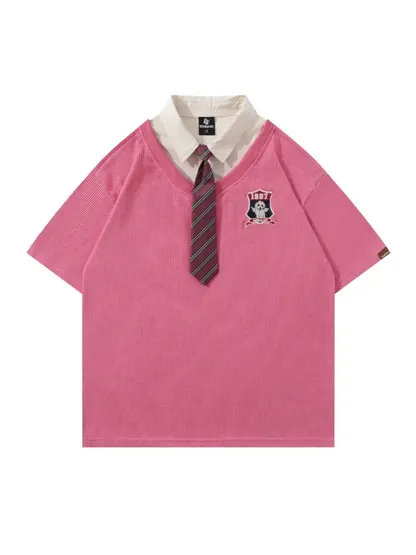 Y2K Polo Collar Tees with Tie