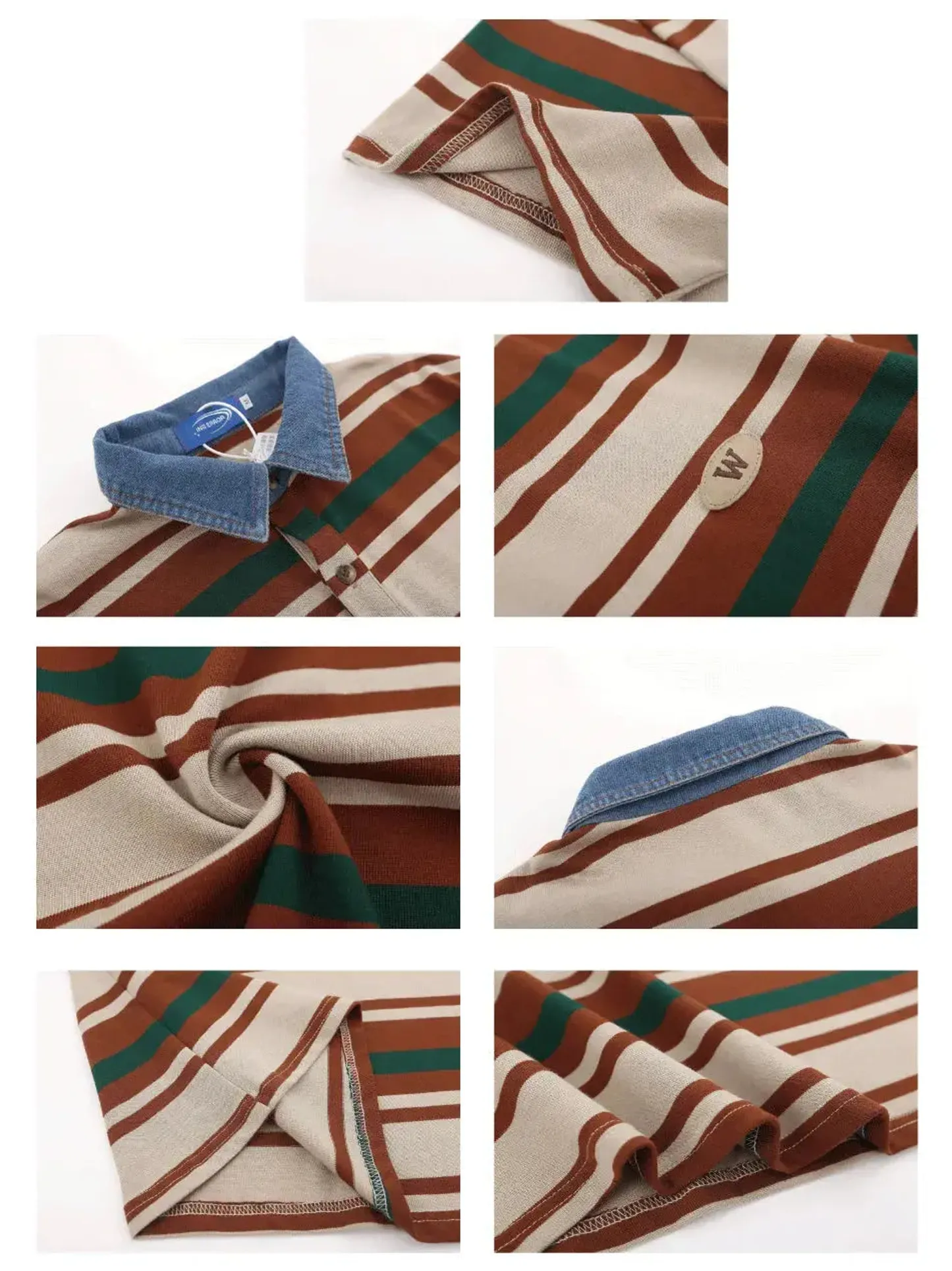 American Style Striped Button Polo Shirt