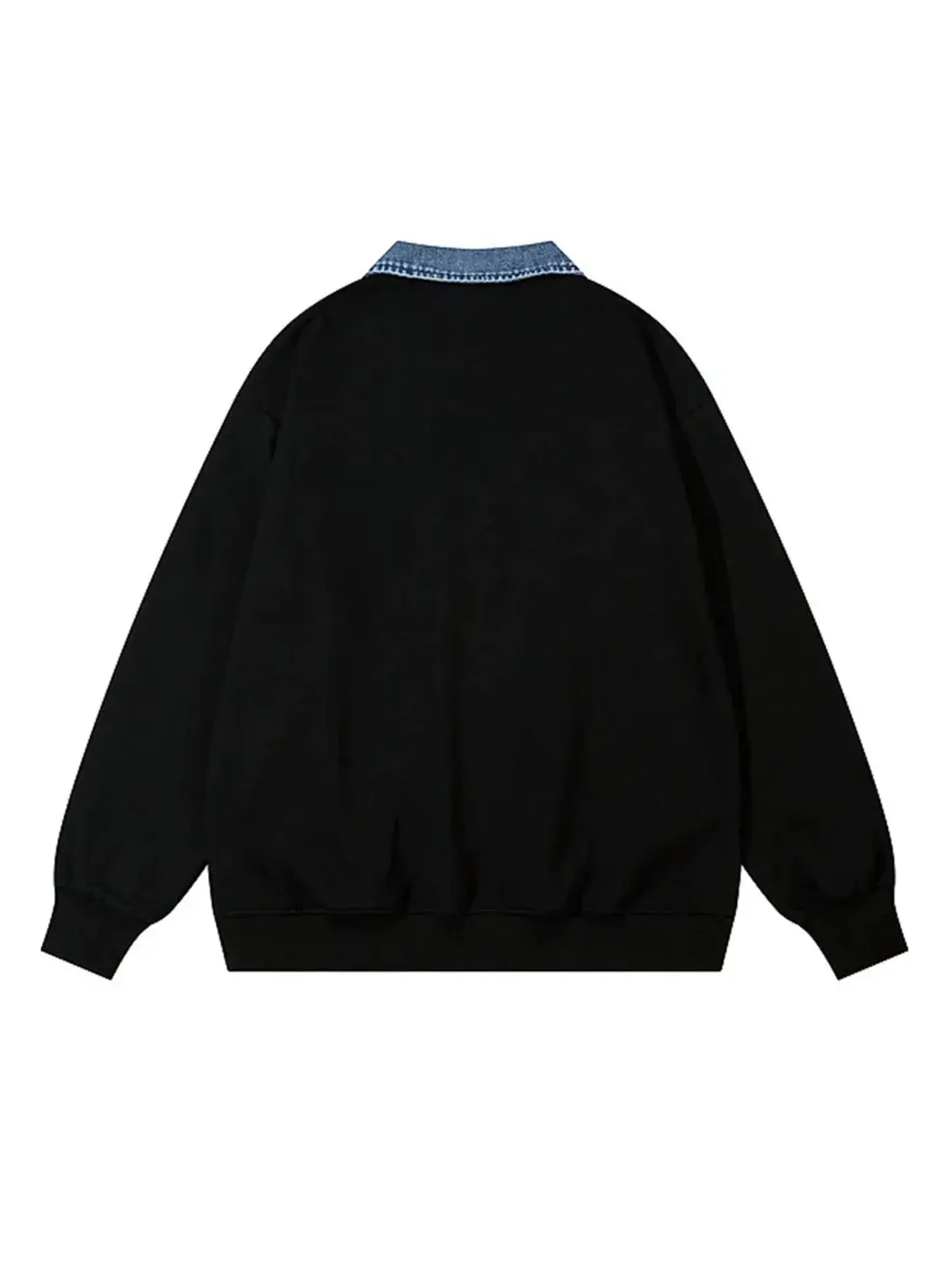 Denim Lapel Polo Sweatshirt