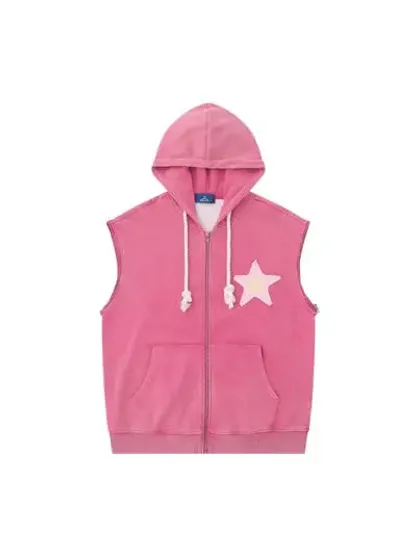 Removable Sleeves Star Zip-up Hoodie