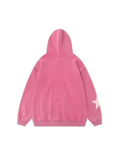 Removable Sleeves Star Zip-up Hoodie