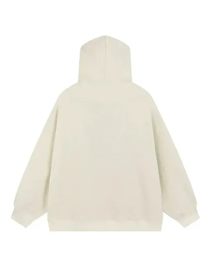 Letter Prints Corduroy Zip Up Hoodie