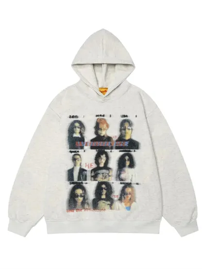 High Street Blurred Portrait Printed Hoodie