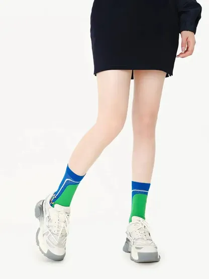 3PCS Color Matching Striped Mid-tube Socks