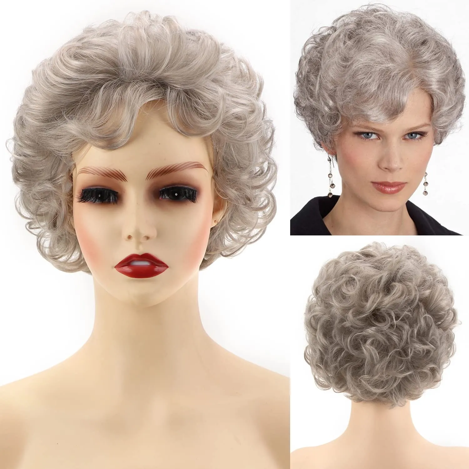 grey curly wig