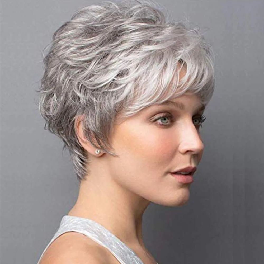 gray curly pixie wig