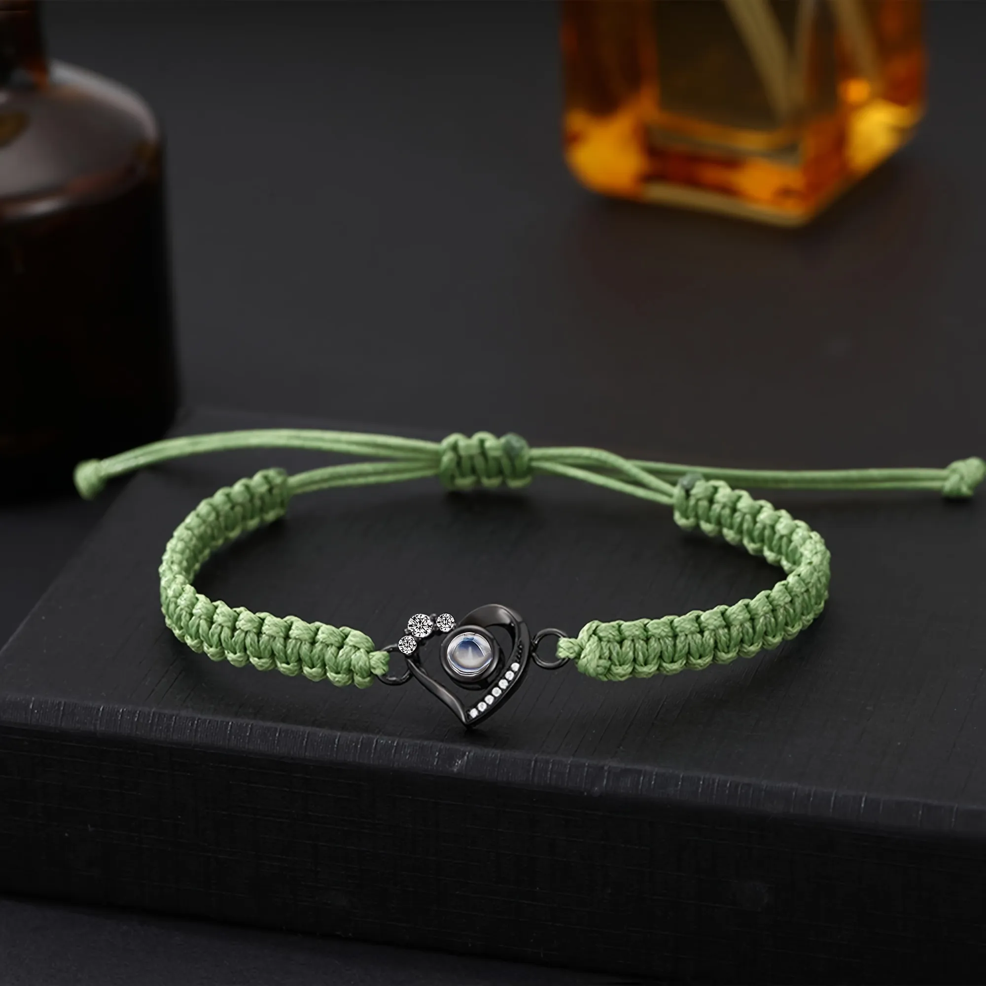 Green Rope +Silver Heart