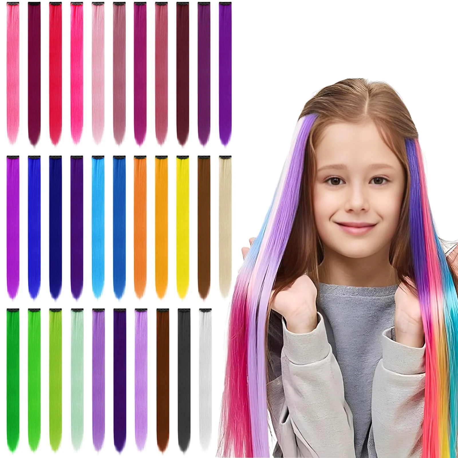 Colored-Long Straight-32PCS