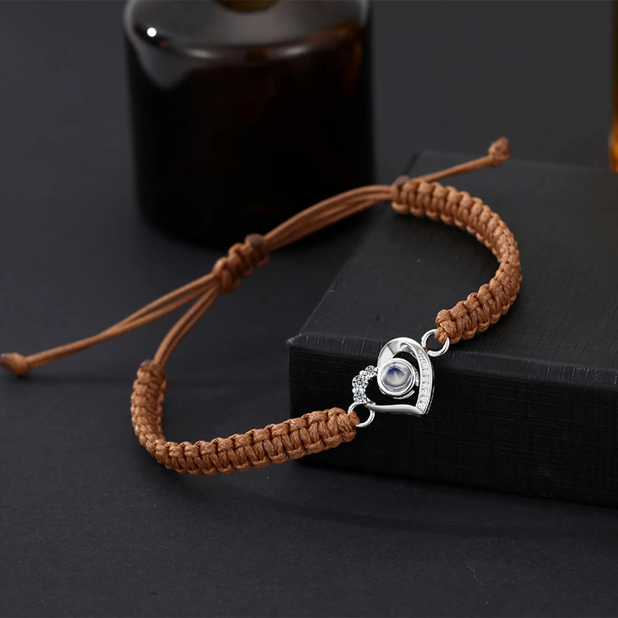 Brown Rope +Silver Heart