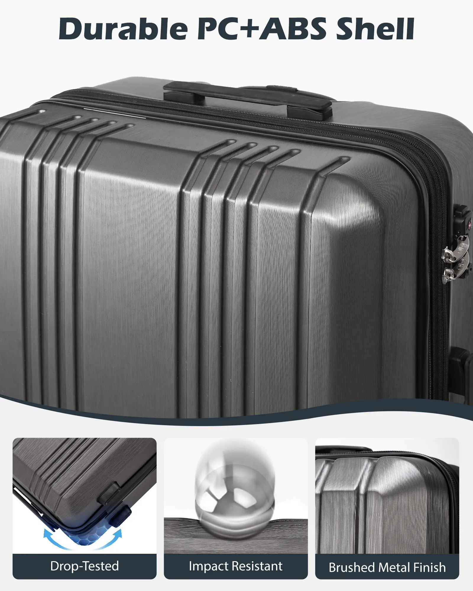 Coolife Luggage Expandable Suitcase 3 Piece Set with TSA Lock