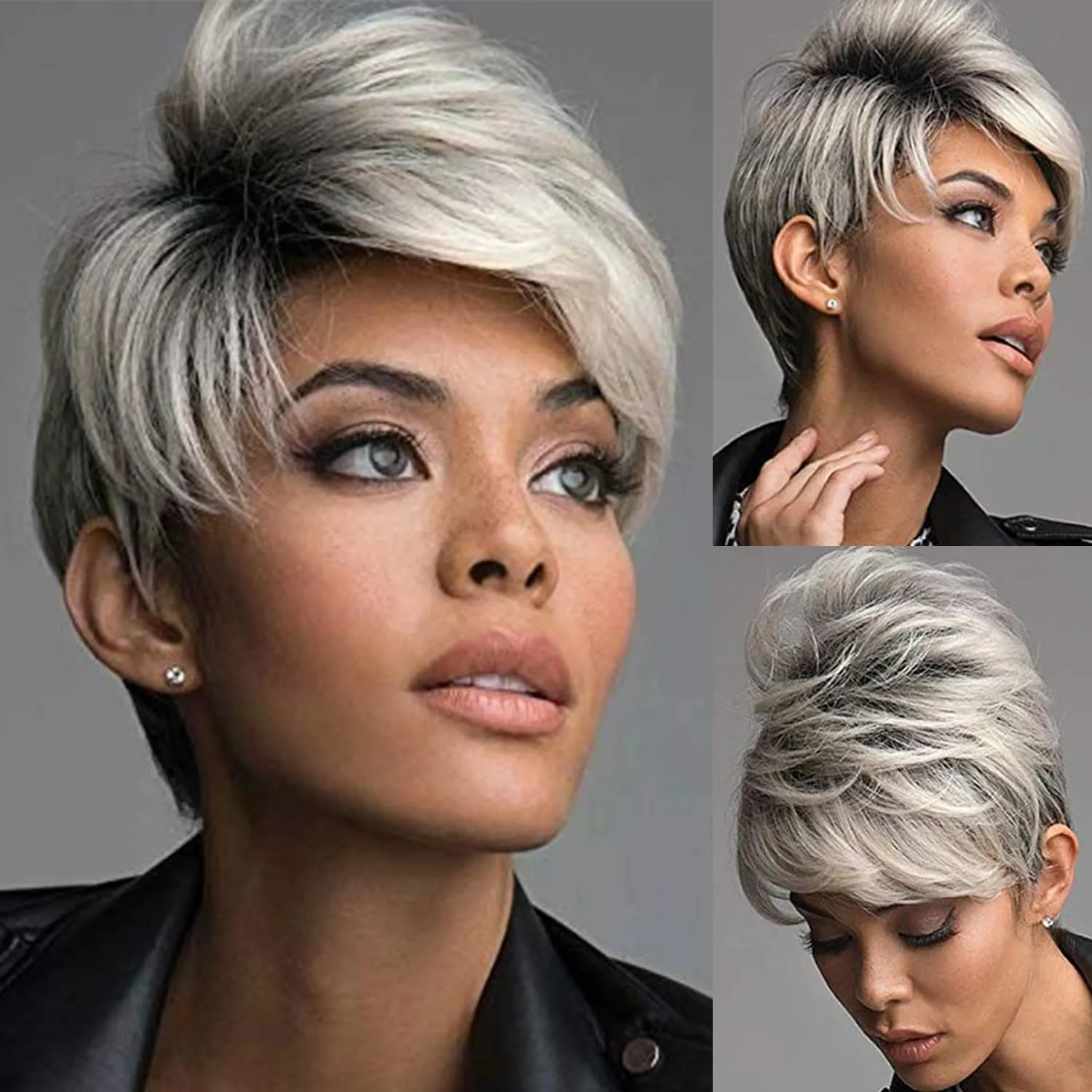 short ombre gray wig