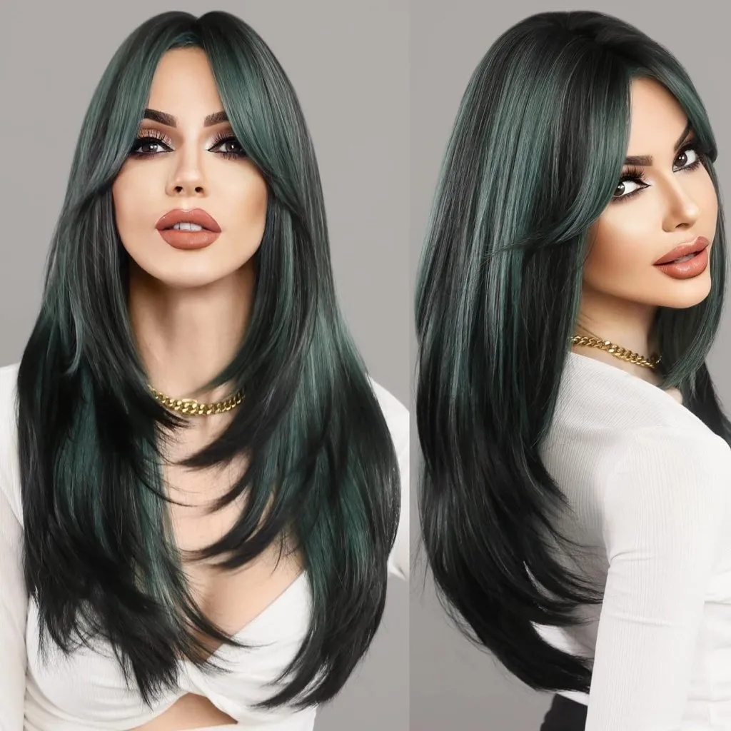 Black and Green Ombre Wigs