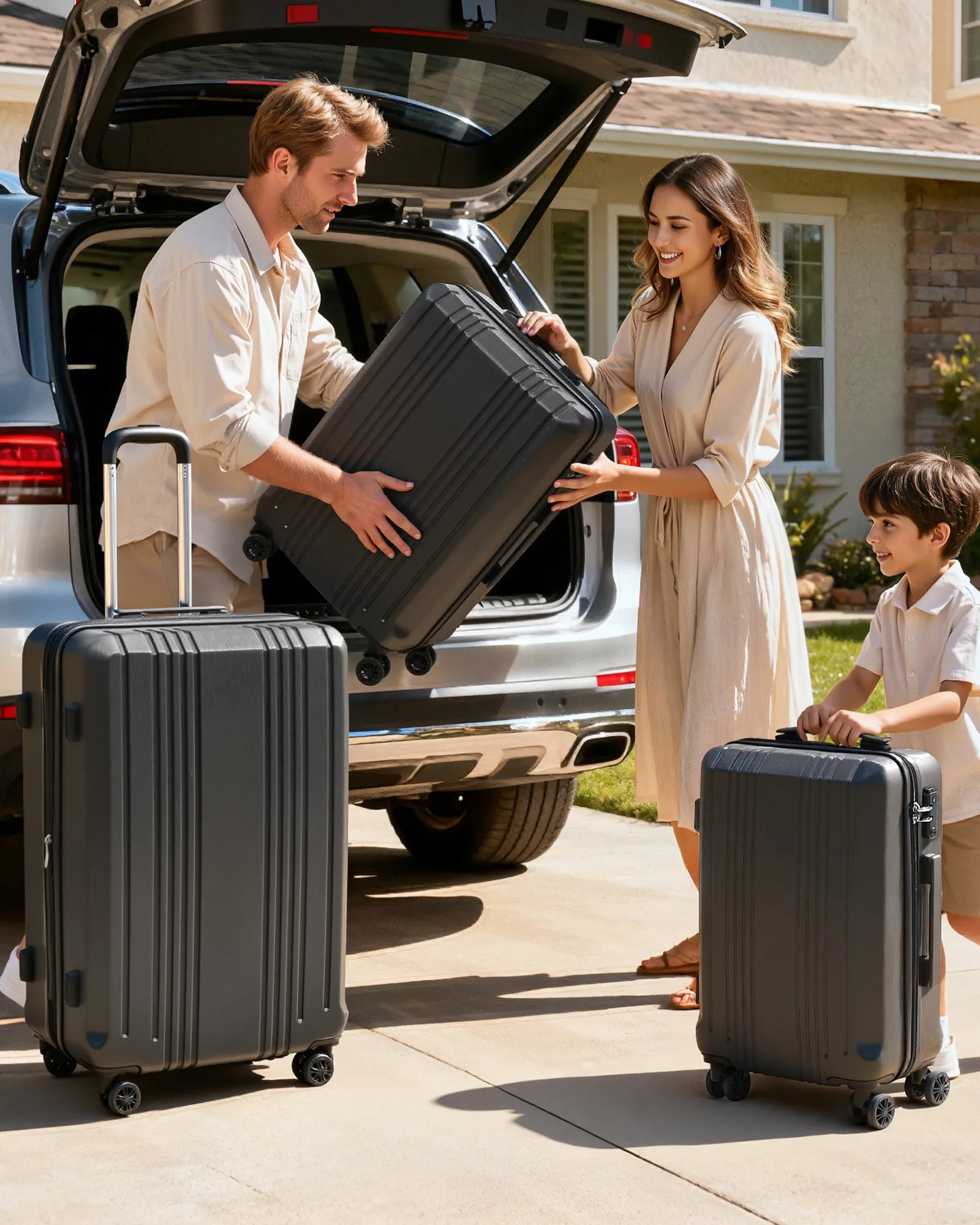 Coolife Luggage Expandable Suitcase 3 Piece Set with TSA Lock
